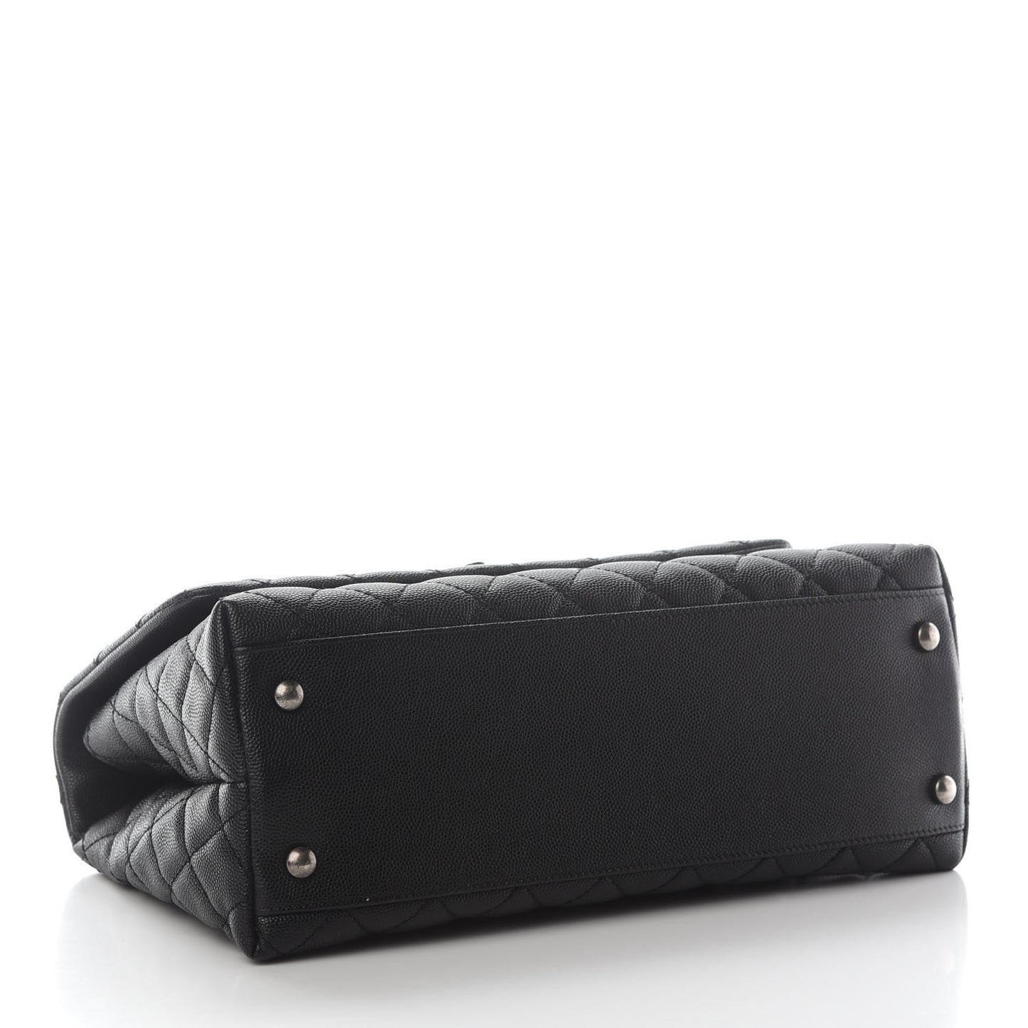 Caviar Lizard Quilted Small Coco Handle Flap Black