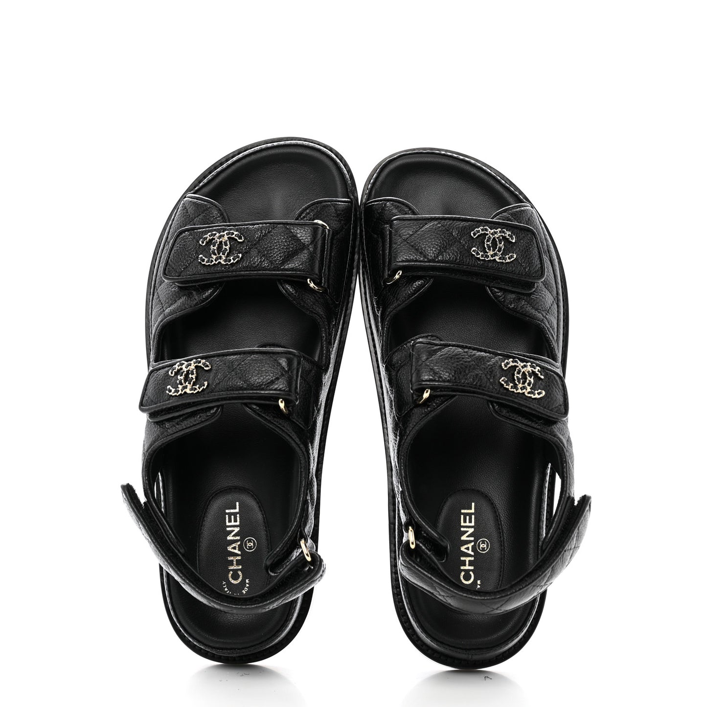 Grained Calfskin Velcro Dad Sandals 37.5 Black