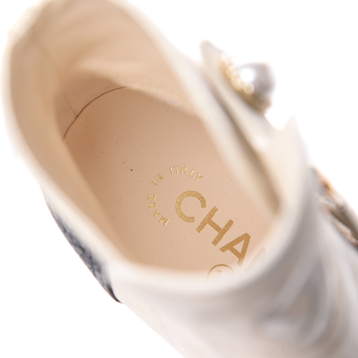 Chanel Metallic Calfskin Pearl CC Cap Toe Short Boots 35 Gold 8 of 13