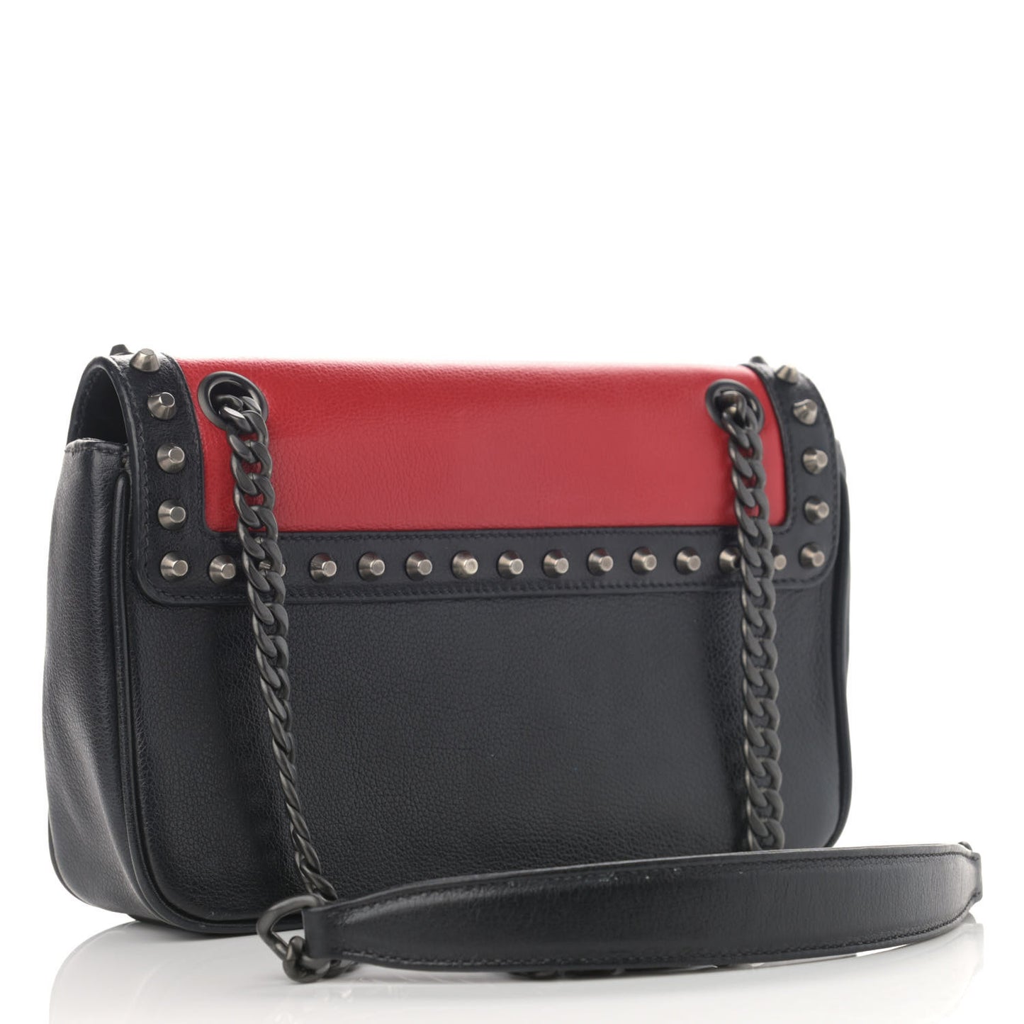 Glace Calfskin Studded Crossbody Fuoco Black