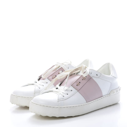 Valentino Garavani Calfskin Rockstud Open Sneakers 40 White Water Rose 3 of 12