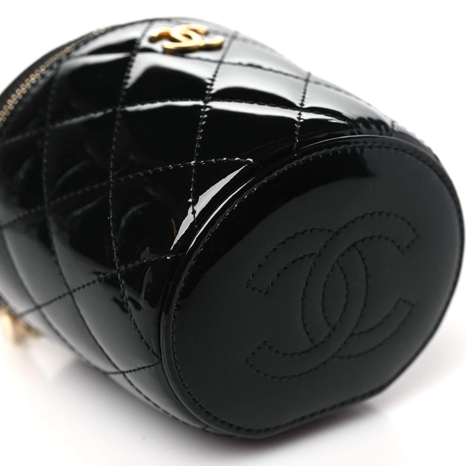 Chanel Patent Quilted Afternoon Tea Top Handle Vanity Case With Chain Black 9 of 11