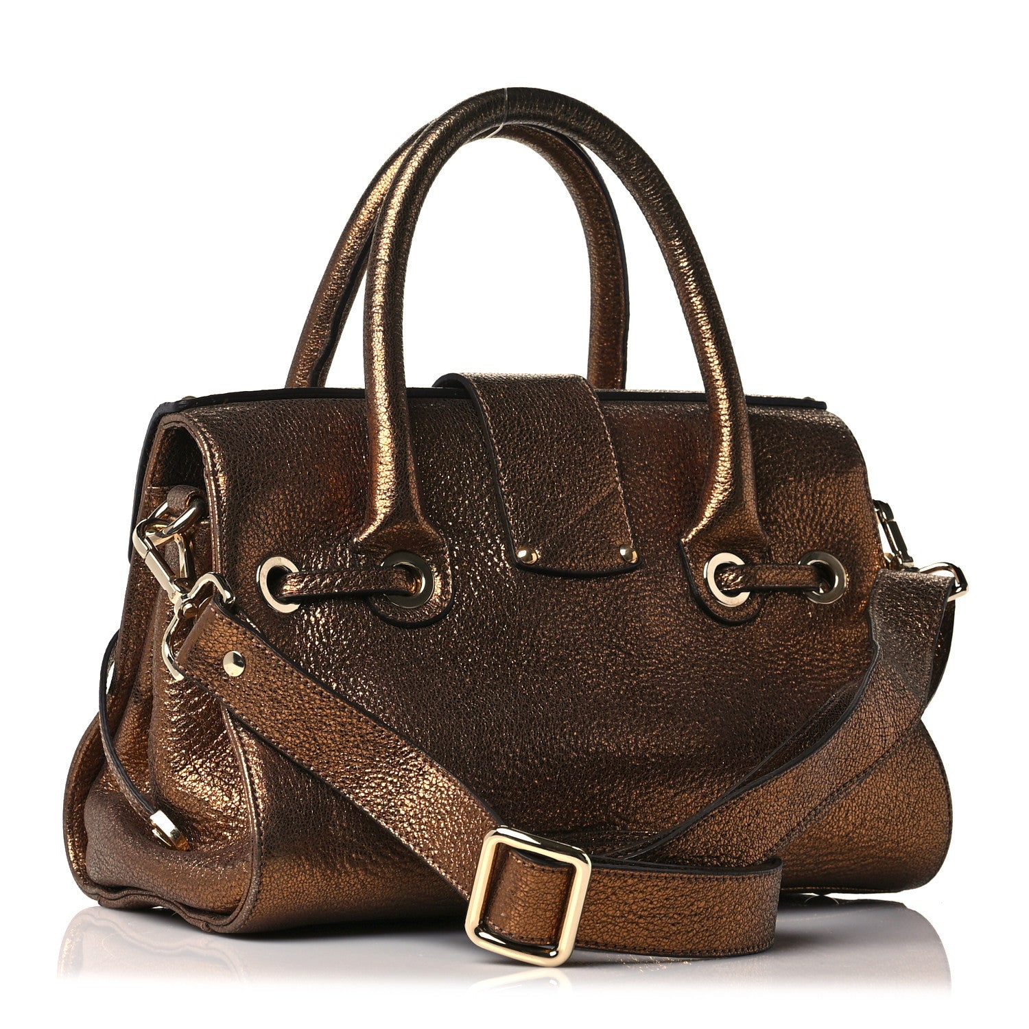 Jimmy Choo Metallic Calfskin Large Rosalie Satchel Gold 3 of 8