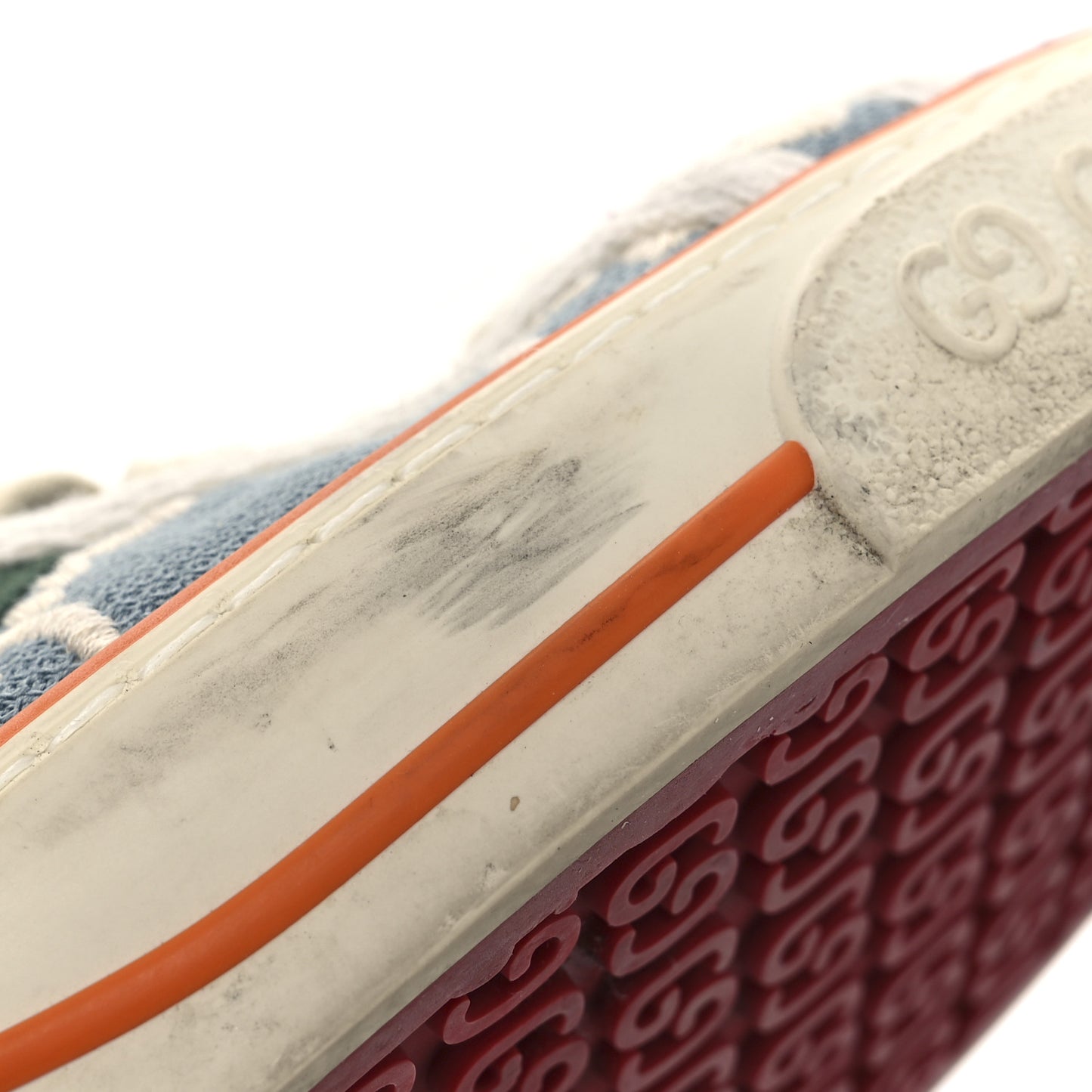 Cotton GG Monogram Web Womens 1977 Tennis Sneakers 37.5 Philod Ivory Mystic White