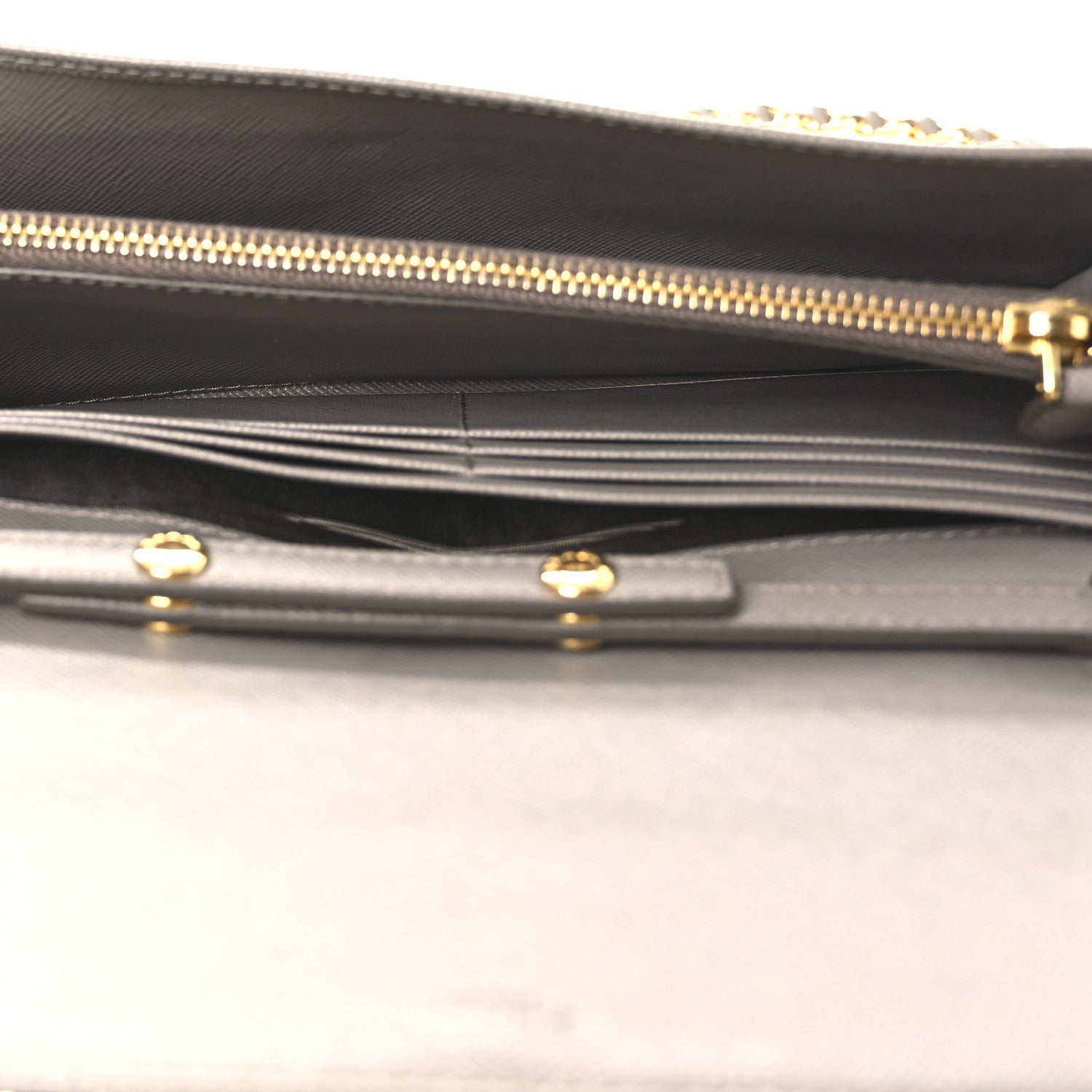 Prada Saffiano Metal Oro Chain Wallet Argilla 5 of 11