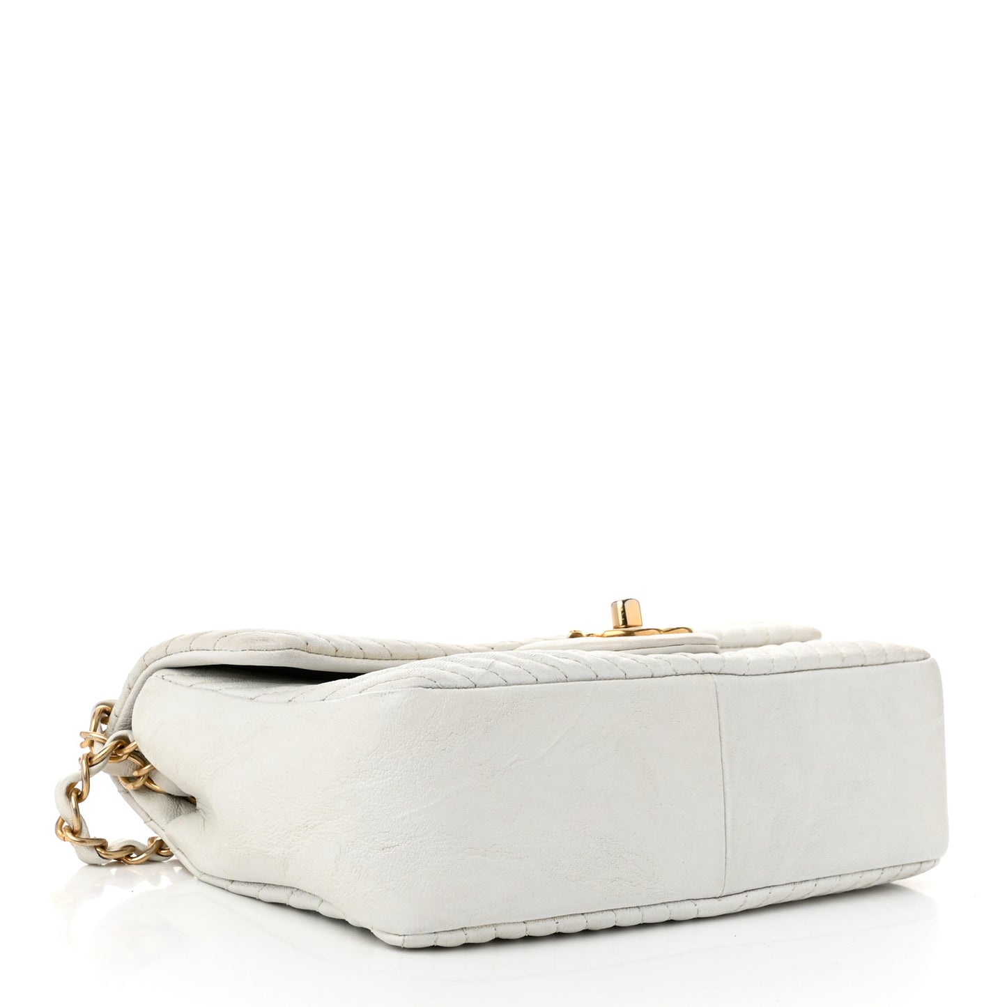 Calfskin Surpique Chevron Small Flap White