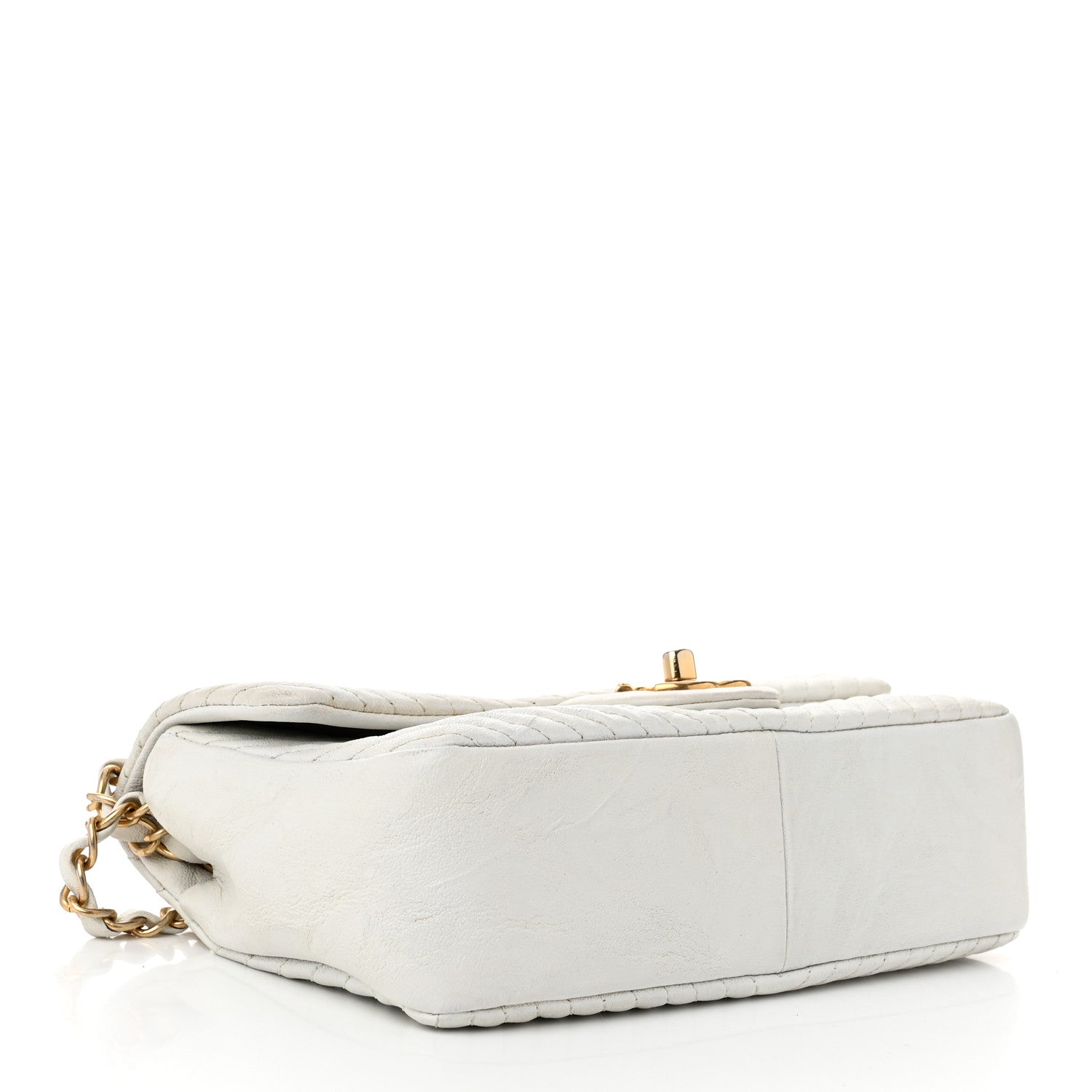 Chanel Calfskin Surpique Chevron Small Flap White 4 of 10