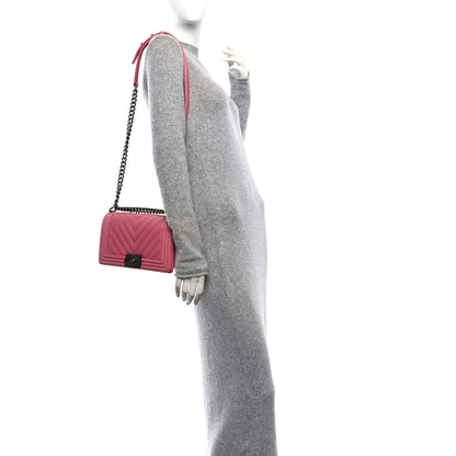 Chanel Calfskin Chevron Quilted Medium Boy Flap Pink 2 of 11