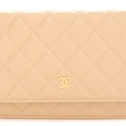 Chanel Caviar Quilted Wallet on Chain WOC Beige 9 of 11