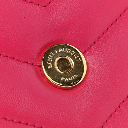 Saint Laurent Calfskin Y Quilted Monogram Small Loulou Chain Satchel Fresh Fuchsia 8 of 11