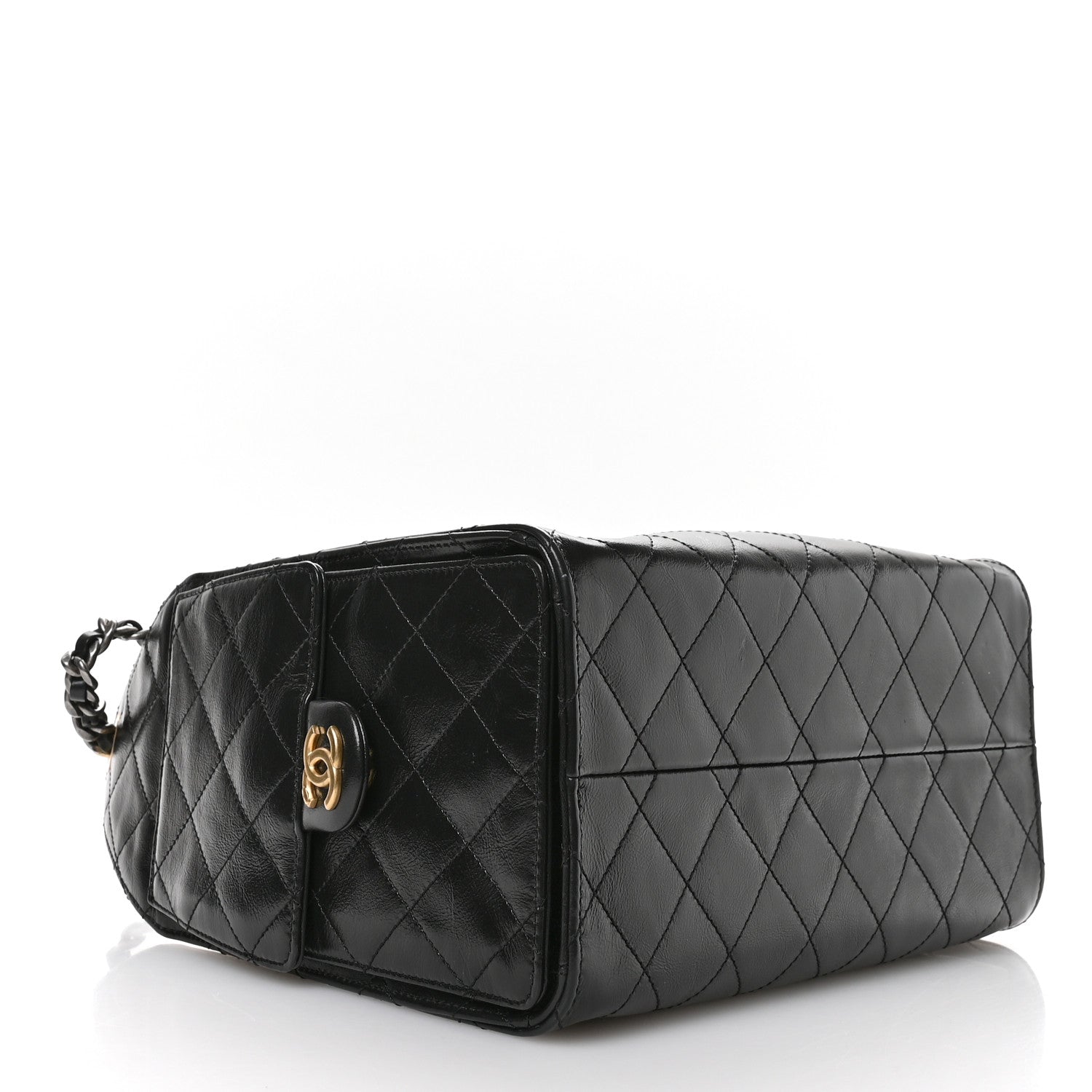 Chanel Shiny Crumpled Calfskin Quilted Small Chanel 25 Handbag Black 4 of 12