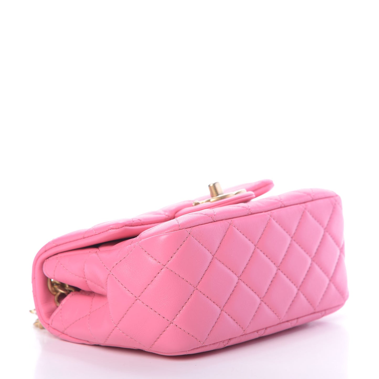 Lambskin Resin Quilted Mini Pearl Samba Square Flap Pink