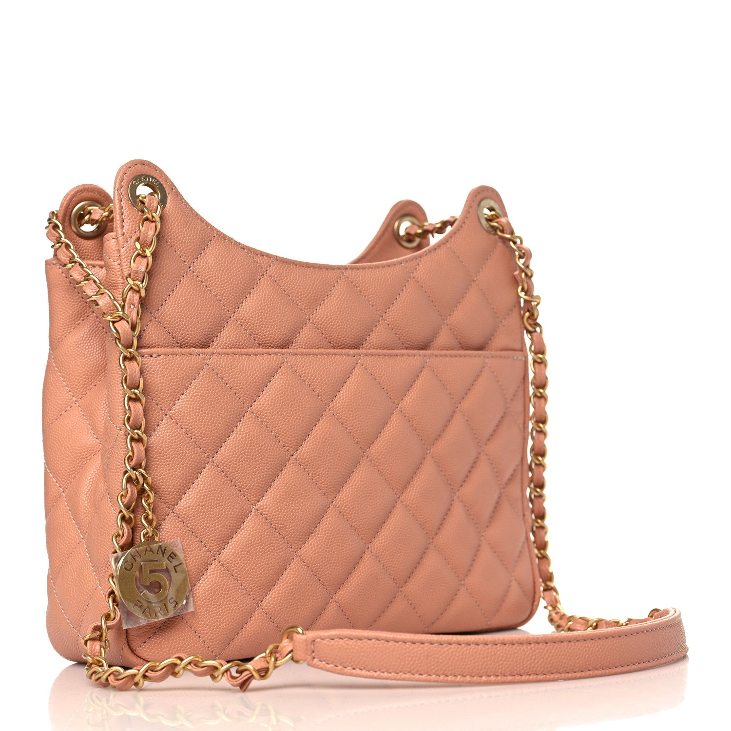 Chanel Caviar Quilted Wavy CC Hobo Beige 3 of 9