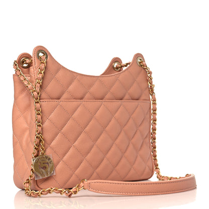 Chanel Caviar Quilted Wavy CC Hobo Beige 3 of 9