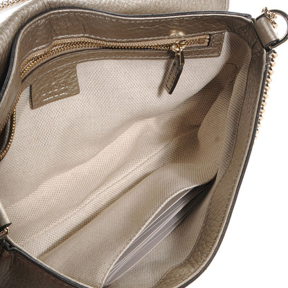 Gucci Metallic Pebbled Calfskin Medium Soho Flap Crossbody Golden Beige 5 of 8
