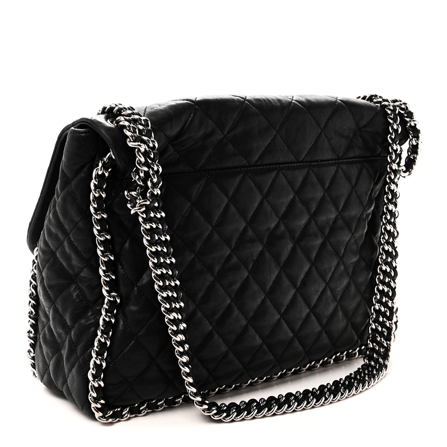 Chanel Washed Lambskin Quilted Maxi Chain Around Flap Black Black 3 of 11