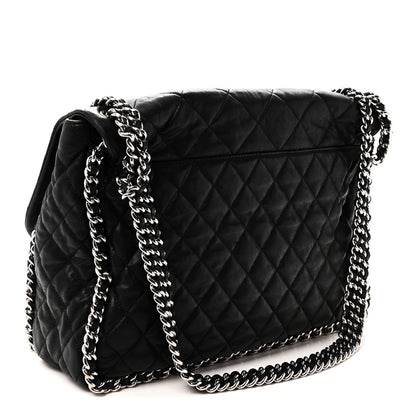 Chanel Washed Lambskin Quilted Maxi Chain Around Flap Black Black 3 of 11