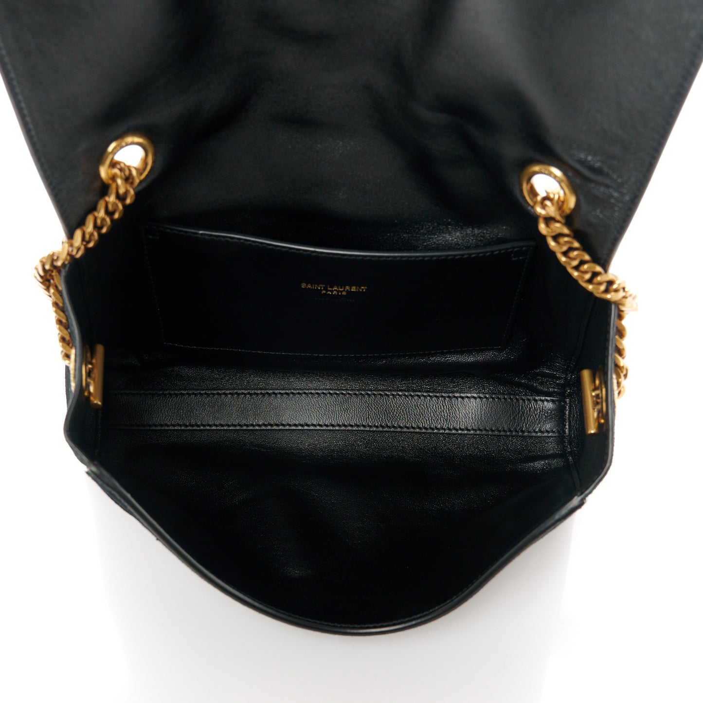 Smooth Calfskin Suede Small Reversible Monogram Kate Satchel Black