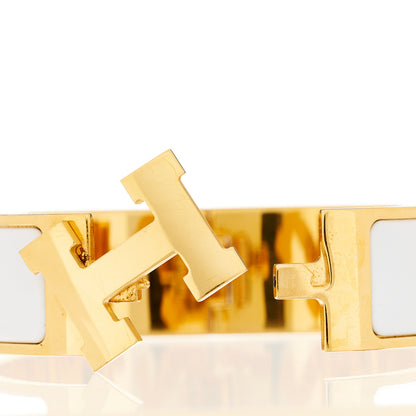 Hermes Enamel Wide Clic Clac H Bracelet GM White 4 of 5