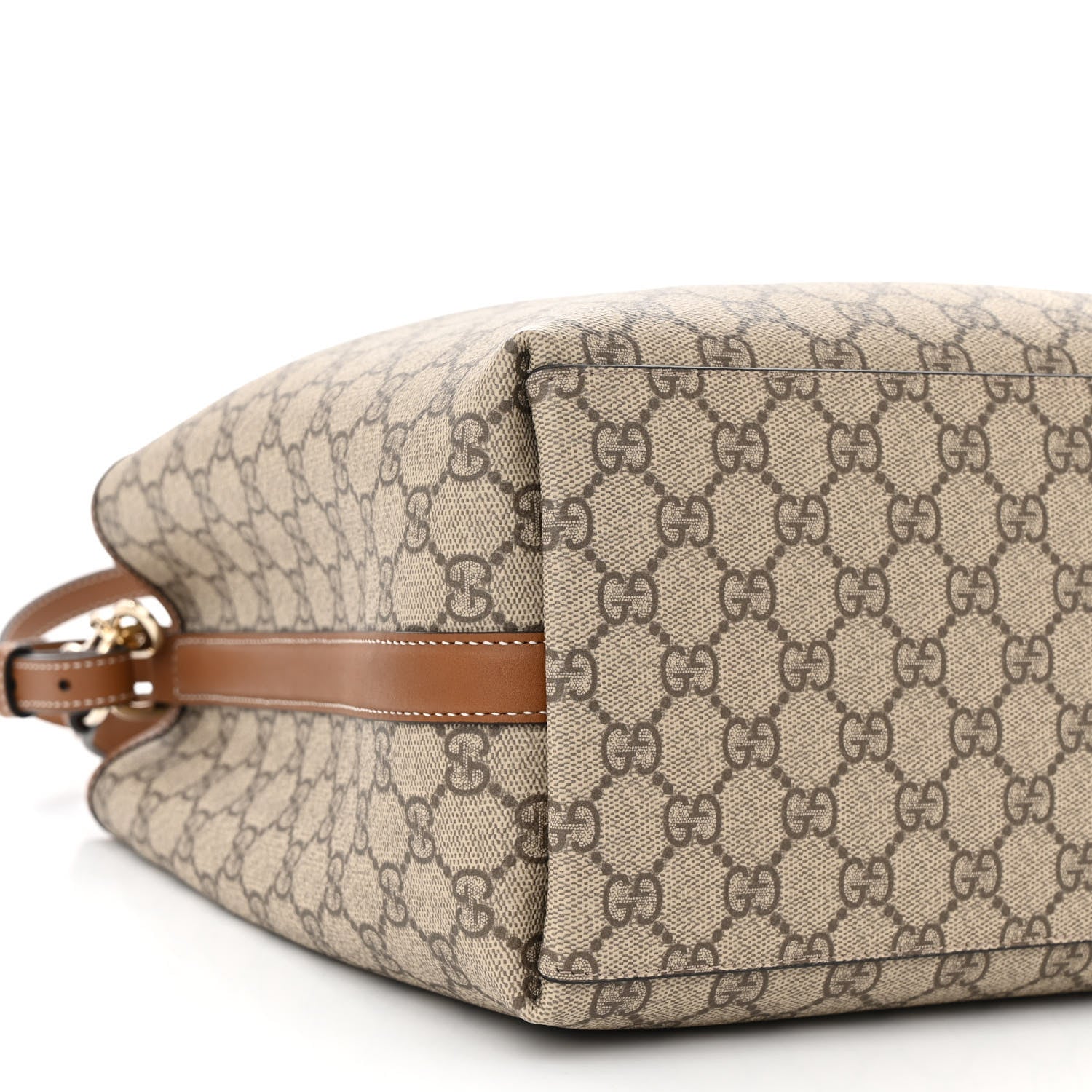 Gucci GG Supreme Monogram Emblem Small Shoulder Bag Beige Ebony Sundial 8 of 9