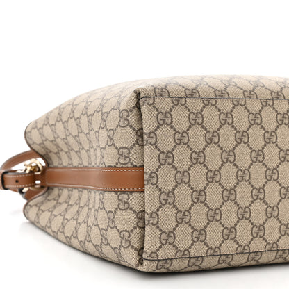 Gucci GG Supreme Monogram Emblem Small Shoulder Bag Beige Ebony Sundial 8 of 9