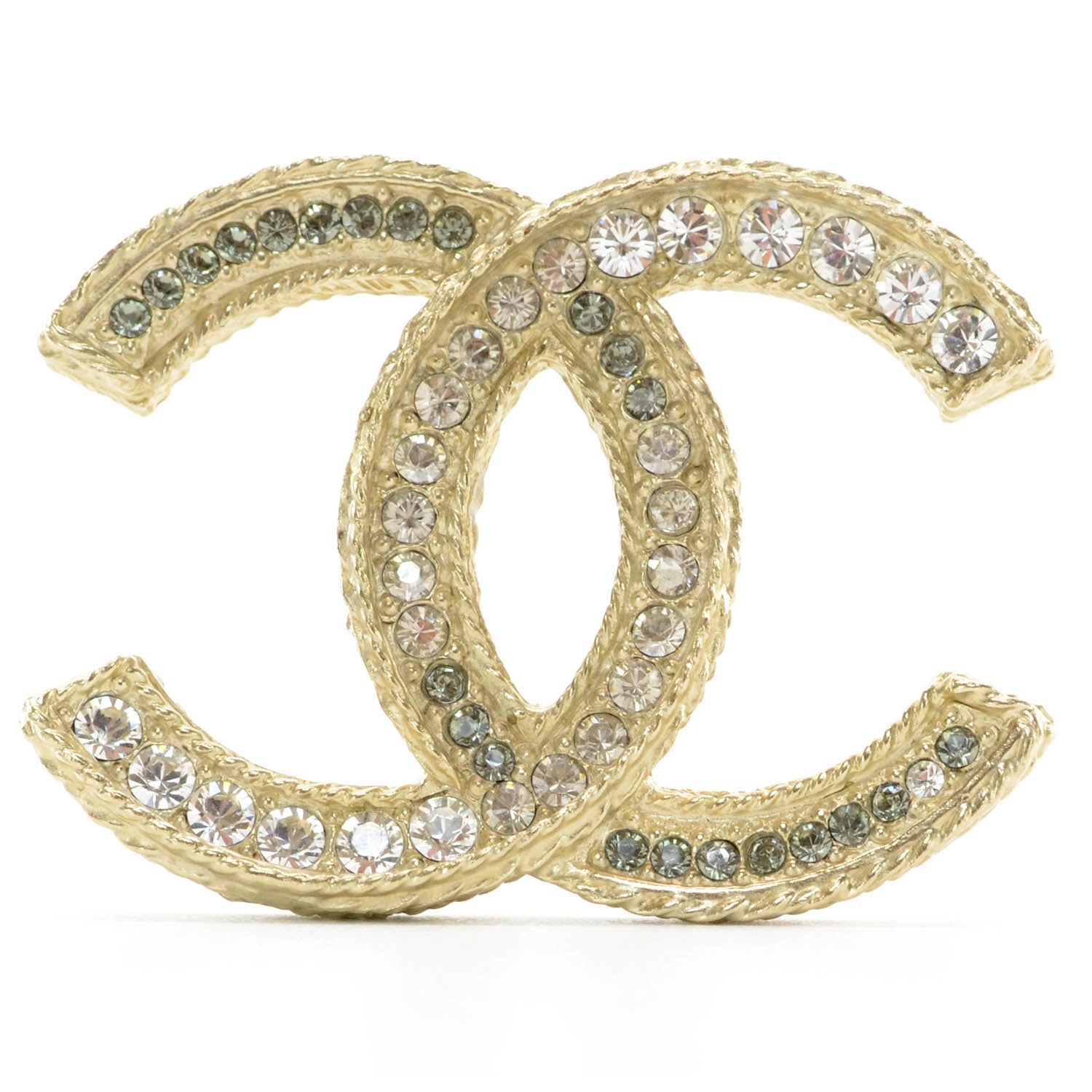 Chanel Swarovski Crystal Large CC Brooch Gold 1 of 5