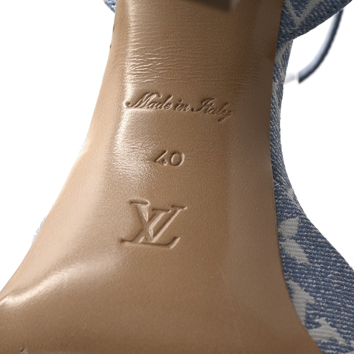 Monogram Jacquard Denim Platform Sandals 40 Blue