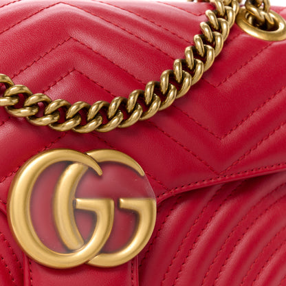 Gucci Calfskin Matelasse Small GG Marmont Shoulder Bag Hibiscus Red 12 of 12