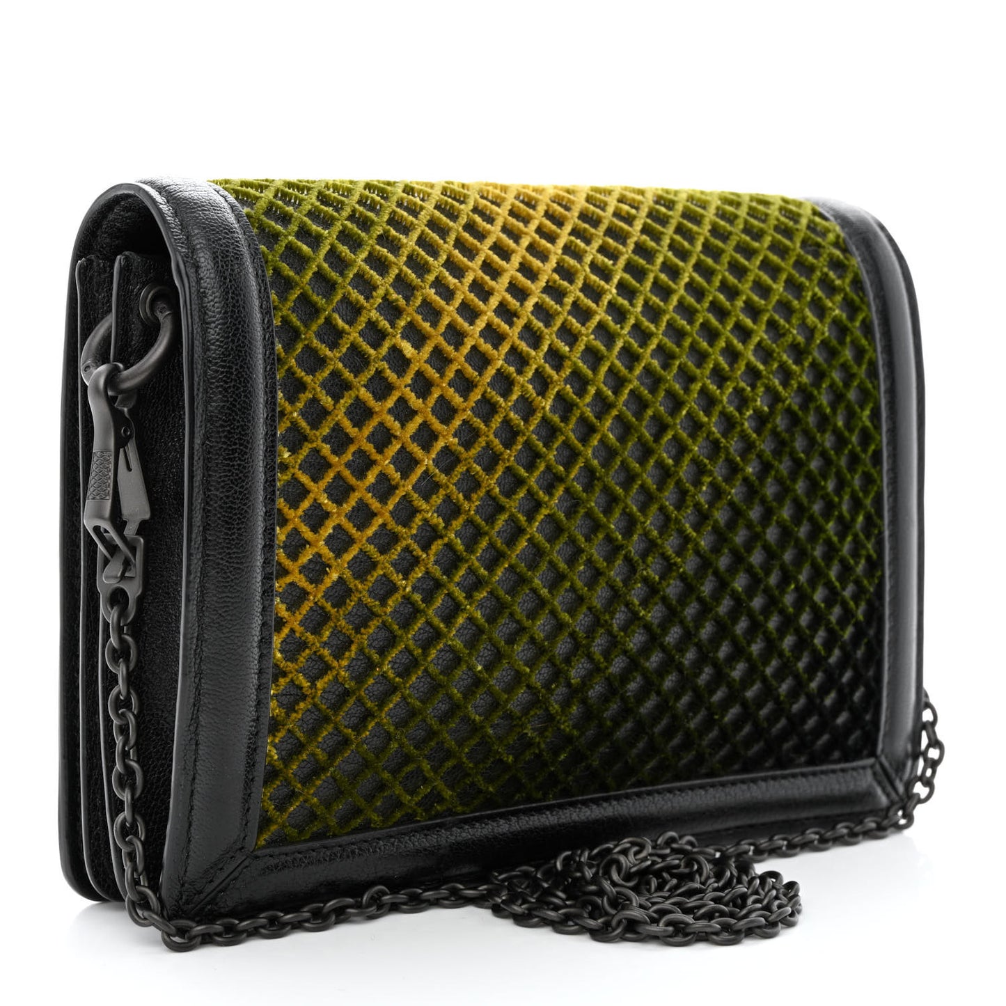 Goatskin Velvet Criss-Cross Ombre Montebello Chain Crossbody Black Multicolor
