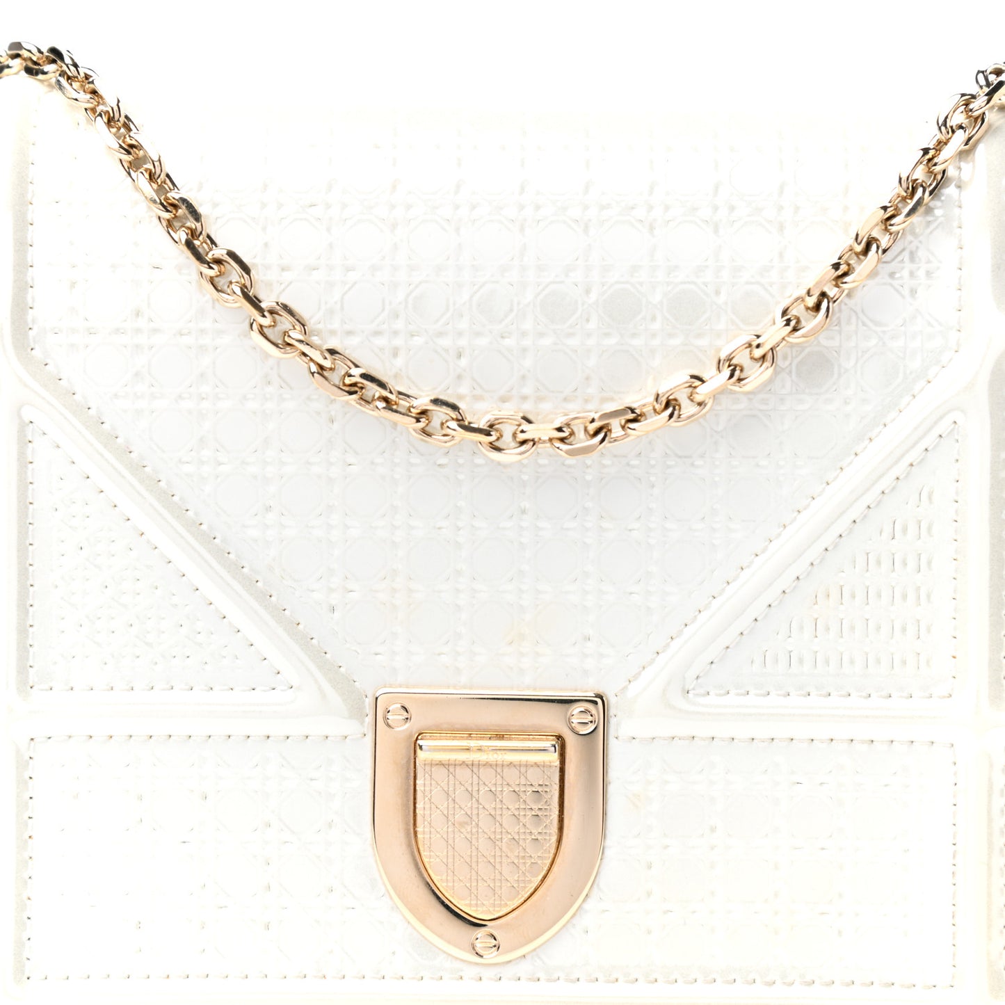 Patent Micro-Cannage Diorama Wallet on Chain Pouch White