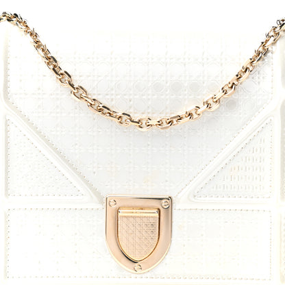 Christian Dior Patent Micro-Cannage Diorama Wallet on Chain Pouch White 9 of 9