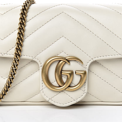 Gucci Calfskin Matelasse Super Mini GG Marmont Shoulder Bag White 10 of 10