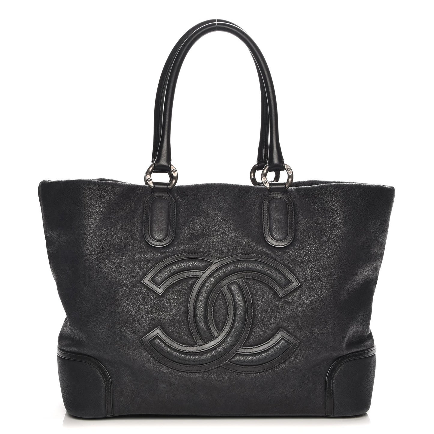 Washed Calfskin Tote Black