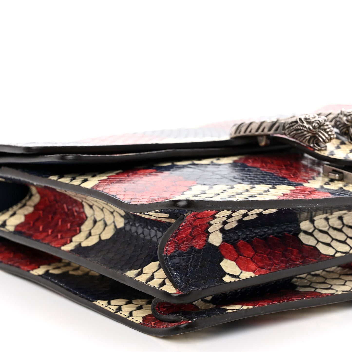 Snakeskin Cubic Medium Dionysus Shoulder Bag Red White Blue