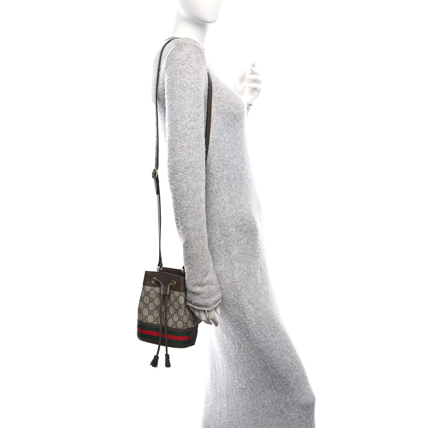 Gucci GG Supreme Monogram Web Mini Ophidia Bucket Bag Brown 2 of 10