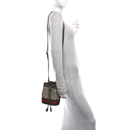 Gucci GG Supreme Monogram Web Mini Ophidia Bucket Bag Brown 2 of 10