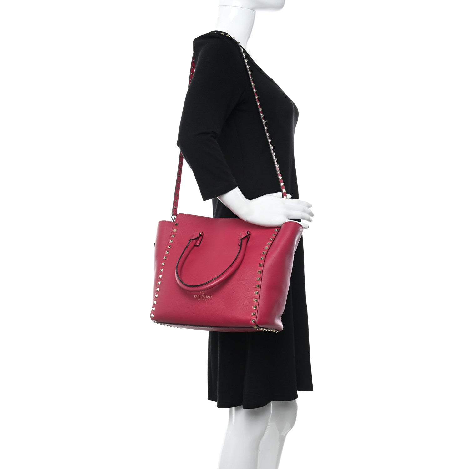Valentino Garavani Vitello Rockstud Double Handle Tote Cyclamin 2 of 8