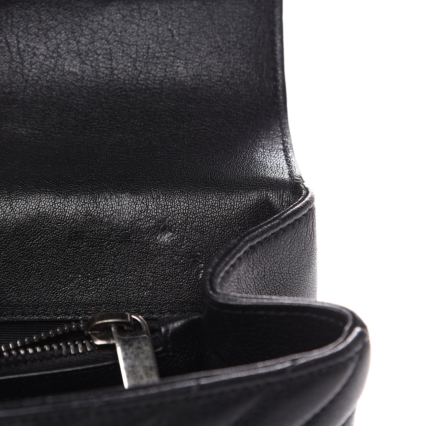 Sheepskin Matelasse Chevron Monogram Medium College Bag Black