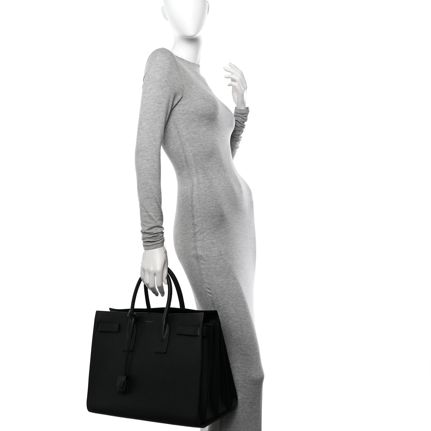 Grained Calfskin Large Sac De Jour Carryall Black