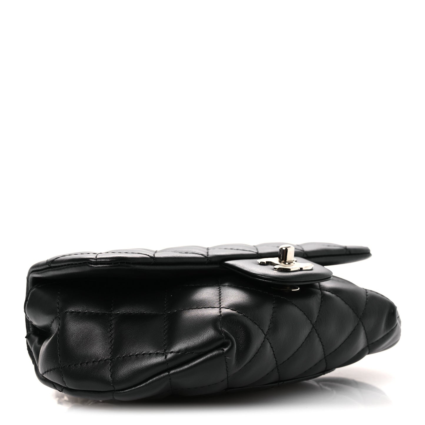 Calfskin Quilted CC Uniform Flap Belt Bag Black