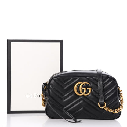 Gucci Calfskin Matelasse Small GG Marmont Chain Shoulder Bag Black 8 of 8