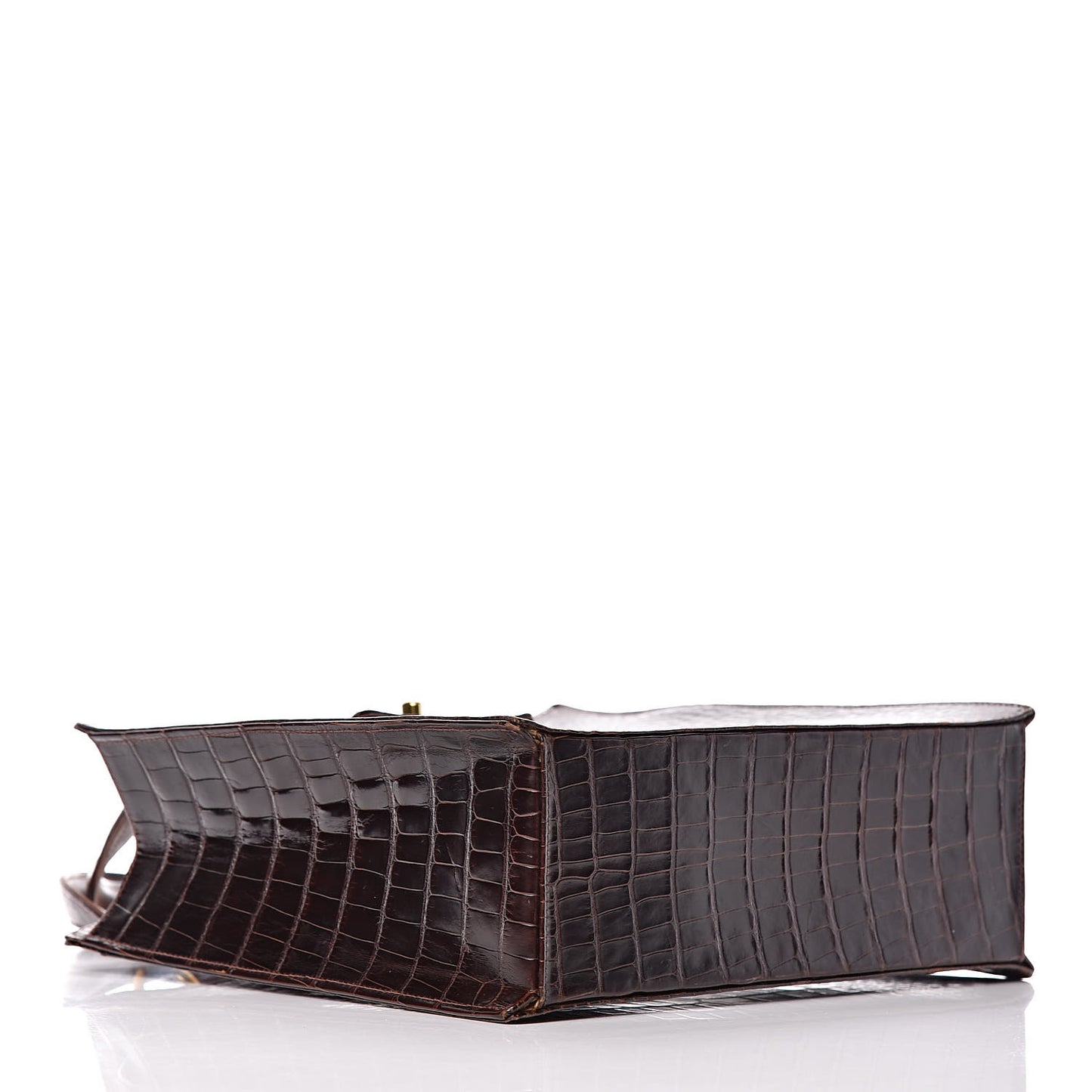Shiny Crocodile Top Handle Tote Chocolate
