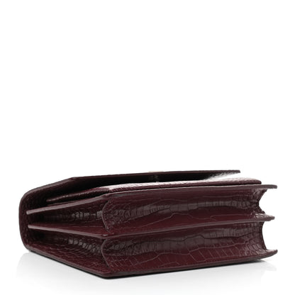 Saint Laurent Calfskin Crocodile Embossed Medium Monogram Sunset Rouge Legion 4 of 10