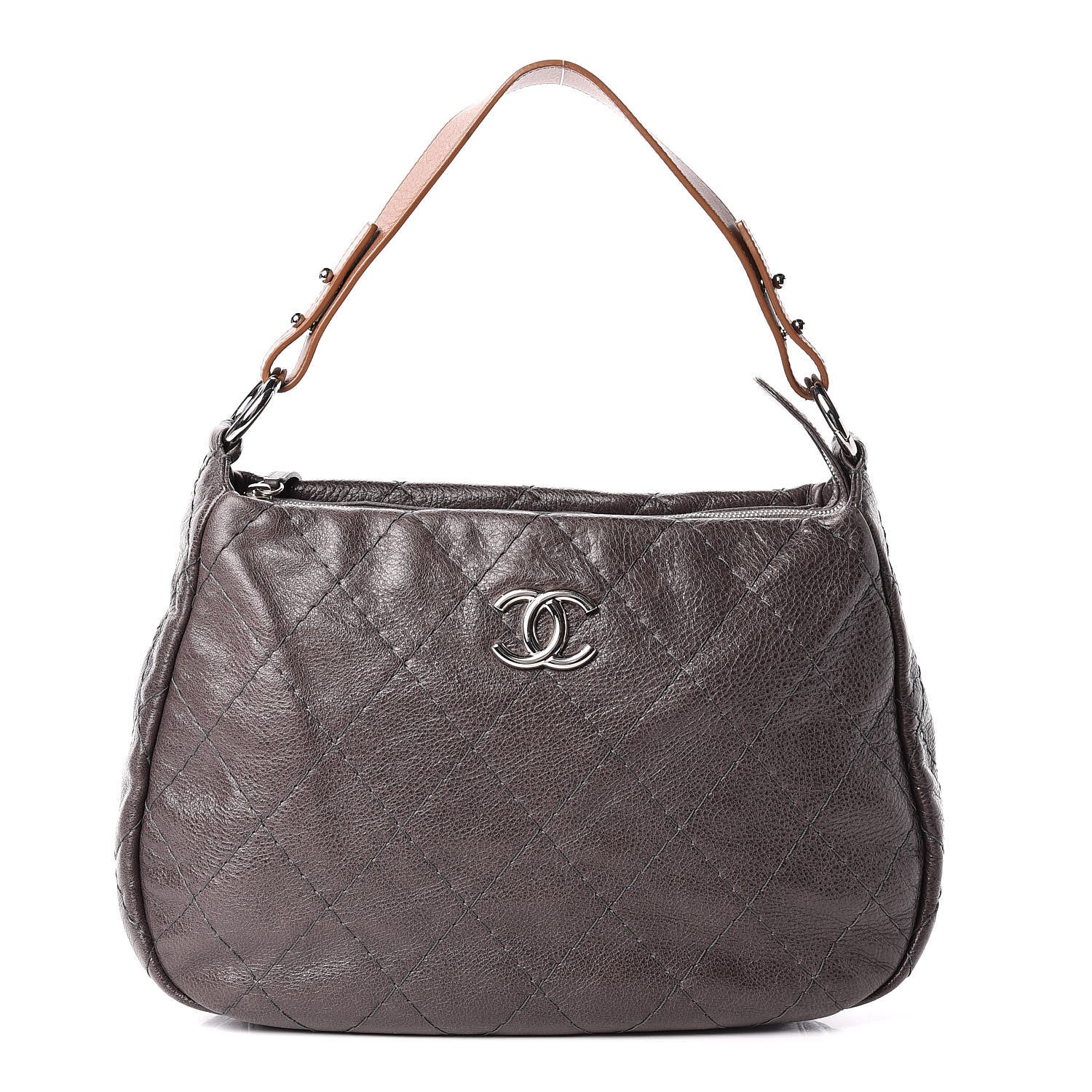 Chanel Glazed Calfskin On The Road Hobo Brown 1 of 13