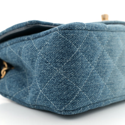 Chanel Washed Denim Quilted Mini Rectangular Flap Blue 9 of 11