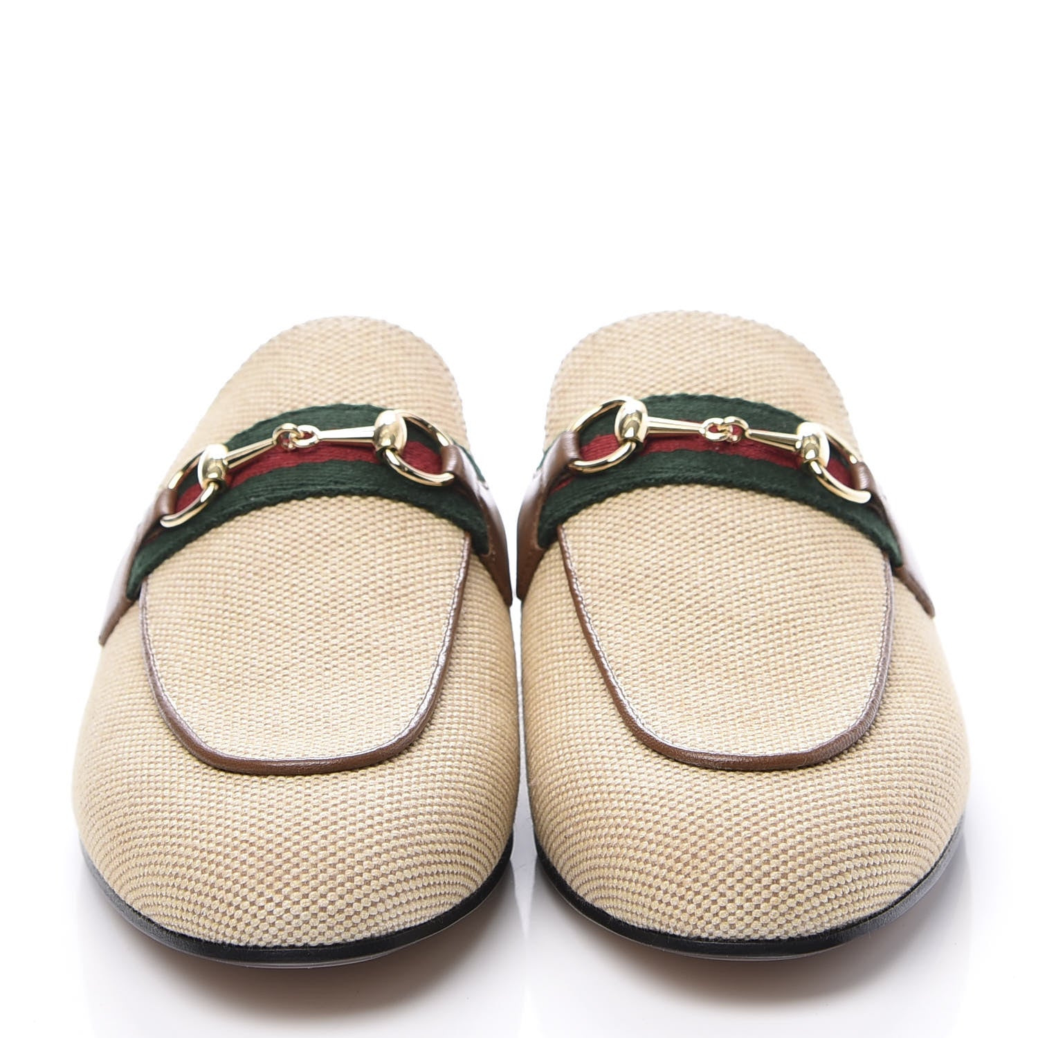 Gucci Canvas Vintage Charlotte Web Princetown Slippers 37 Sand Cuir 2 of 11