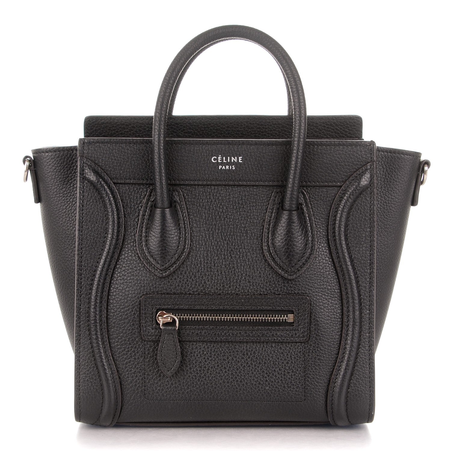 Celine Drummed Calfskin Nano Luggage Black 1 of 7