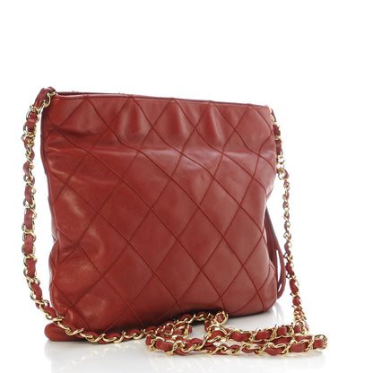 Chanel Lambskin Stitched Tassel Shoulder Bag Red 3 of 13