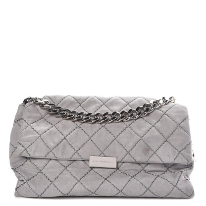 Stella McCartney Shaggy Deer Quilted Large Beckett Shoulder Bag Grey 1 of 9