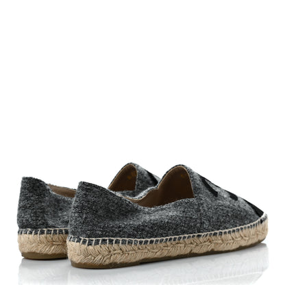Chanel Tweed Velvet CC Espadrilles 41 Grey Black 4 of 9